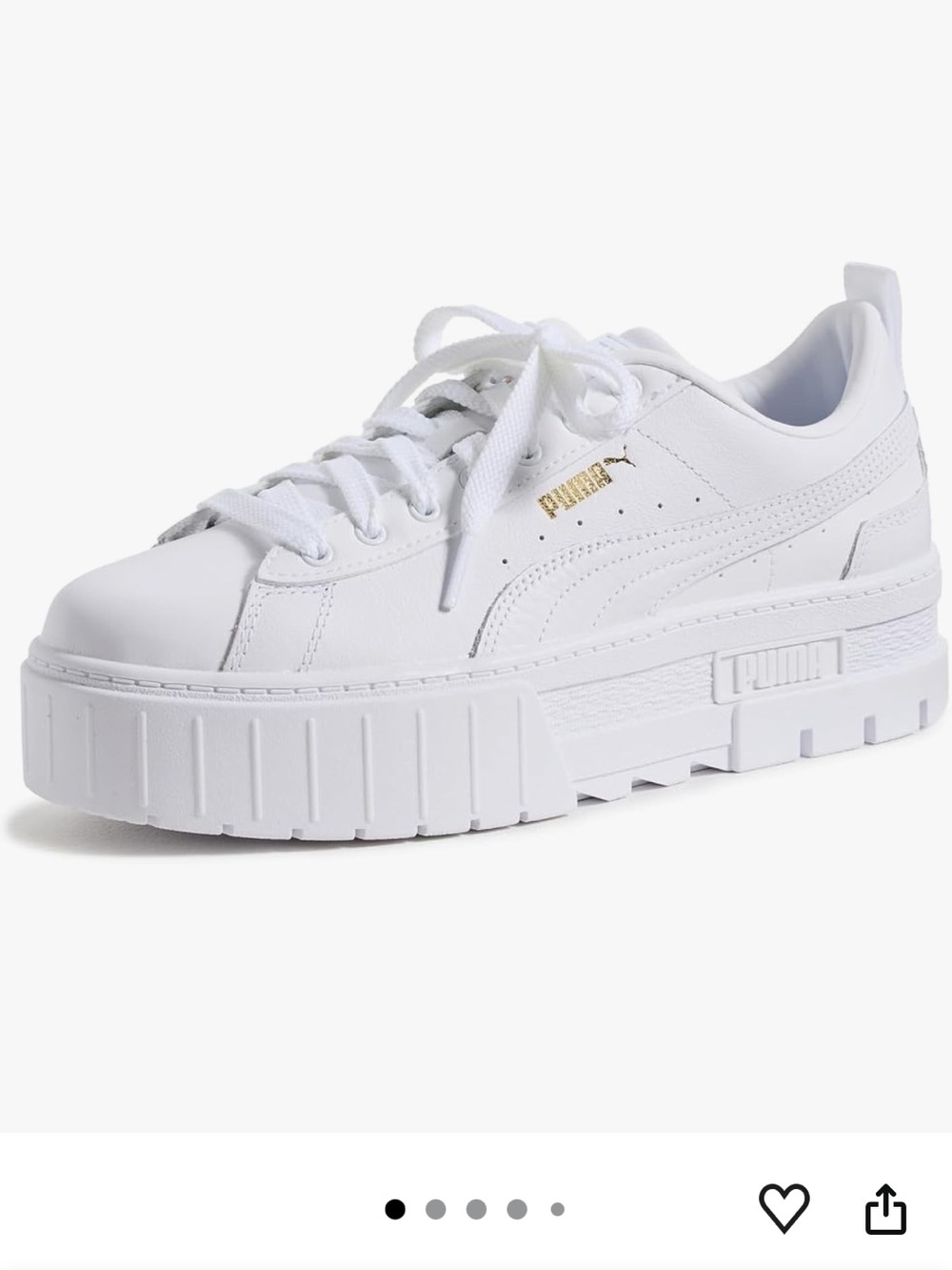PUMA White Women's Platform Sneakers with Gold Logo